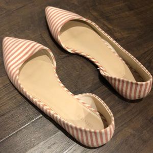 Striped Coral and Off White Pointy Shoes Size 8.5